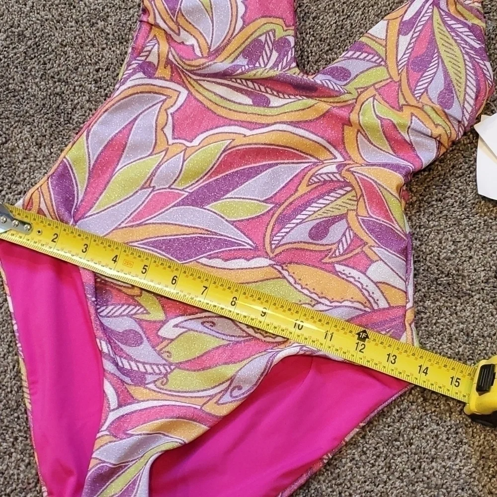 NWT Becca By Rebecca Virtue Psychedelica Nina U-Neck Sparkle One Piece Swim